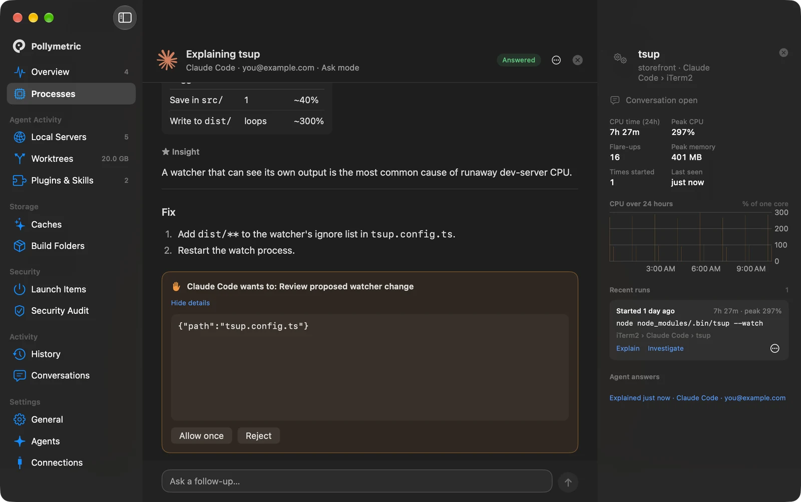 A permission request in dark mode